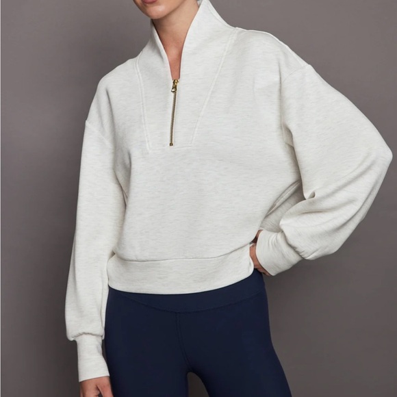 Varley Sweaters - NWT Varley Doublesoft Davidson 1/2 Zip V Neck Supersoft Sweatshirt Sz S Ivory
